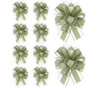 10pcs 6 Inch Wedding Car Ribbon Large Big Pull Bow, Large Big Pull Bow Car Ribbon for Wedding Perfect for Weddings Cars Decor, Gift Wrapping, and Christmas Decorations (Army Green)