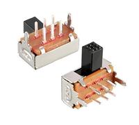 10pcs 6 mm Horizontal Slide Switch DPDT 2P2T 6 Terminals PCB Panel Latching