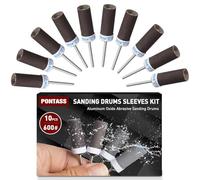 10pcs 600 Grits Sanding Drums Sandpaper Sticks Set with 1/8"(3mm) Shank for Dremel Rotary Tool, Aluminum Oxide Sanding Bits kit Meet More Needs for Metal Rust Removal/Jade Polishing/Stone Grinding