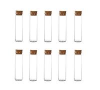 10Pcs 60ml/2oz Empty Clear Glass Flat Bottom Test Tube Containers with Cork Stoppers Refillable Reagent Bottle Vials Jars for Candy Bead Tea Spices Cosmetic