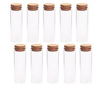 10PCS 60ml/2oz Empty Clear Glass Test Tubes Reagent Bottle with Cork Stoppers for Foods Cosmetic Candy Tea Powder Liquid Dispenser