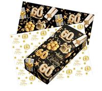10pcs 60th Birthday Wrapping Paper,50 * 70cm Black Gold 60th Happy Birthday Gift Wrap Paper and Tissue Paper Eco-friendly Gift Wrap Perfect for Wrapping Present or Flower for Boys Man