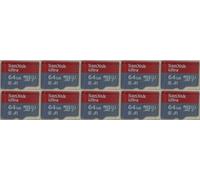 10pcs 64GB SanDisk SDSQUA4-064G-GN6MA Ultra MicroSD XC UHS-I Memory Card+Adapter