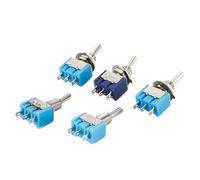 10pcs 6A 125VAC MTS-102 103 MTS-202 203 Toggle Switch on on SPDT 6mm Switch DPDT on off on Waterproof Cap(MTS102 Baby Blue)