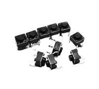 10PCS 6mm black red mini switch 4 copper feet small key switch induction cooker switch 6x6x5(Black 10pcs)