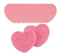 10Pcs 6MM Compressed Facial Sponges Heart Shaped Cleansing Pads Reusable Cosmetic Spa Sponges for Facial Cleansing Exfoliation Makeup(Pink)
