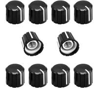 10Pcs 6mm D Type Potentiometer Control Knobs, Plastic Volume Audio Mixer Bass Tone Rotary Knob,for Encoder Electric Guitar Speaker Board DJ Controller Console Control Knob Replacement,Black 15x13.5mm