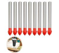 10pcs 6mm Glass and Tile Drill Bit Set with Tungsten Carbide Tip - Precision Spear-Point Bits for Ceramic, Marble, Mirrors, Porcelain, Aluminium, Concrete, Wood,Durable Alloy Steel