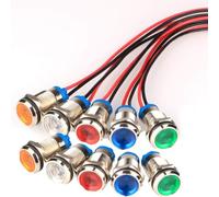 10Pcs 6mm LED Metal Indicator Light - Waterproof Signal Lamp for Industrial Machinery, Control Panels & Electrical Systems | Durable Aluminium Housing (Colour Choice Available - Specify When Ordering)