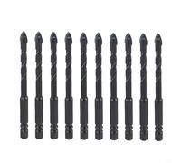 10pcs 6mm Tile Drill Bit Set, Carbide Tipped Cross Head for Glass, Ceramic, Marble, Brick and Mirrors, Hex Shank Power Tool Accessories