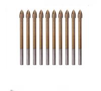 10pcs 6mm Tungsten Carbide Drill Bits for Ceramic Glass Granite Stone Wood Plastic Concrete Wall with Cross Point Head and For TiN Coating