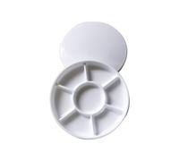 10Pcs 7-Grid Imitation Ceramic Uncovered Or Covered Color-mixing Plate Nail Makeup Plate Art Painting Gypsum Doll Plastic Paint Plate For Painting And Art Painting(White With Lid)