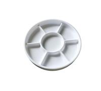 10Pcs 7-Grid Imitation Ceramic Uncovered Or Covered Color-mixing Plate Nail Makeup Plate Art Painting Gypsum Doll Plastic Paint Plate For Painting And Art Painting(White Without Lid)