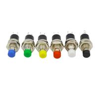 10Pcs 7mm Thread Multicolor 2 Pins Momentary Push Button Switch(Blue)