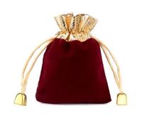 10pcs 7x9cm 9x12cm 12x16cm Vintage Velvet Bag Gold Color Trim Drawstring Red Gift Bags Wedding Packaging Pouches(Wine red,9x12cm)