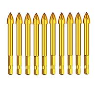 10Pcs 8/10/12mm Tile & Glass Drill Bits Titanium Ceramic Tile Marble Glass Drill Bits Spear Head Hex Shank For Ceramics Granite,10PC 12mm