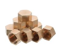 10pcs /8 Inch Brass Female Thread Pipe Plug Cap for Air Lines | Internal Hexagon Socket, Precision Threading, Leakproof Seal, Golden Finish, for Water Pipes and Plumbing Repairs