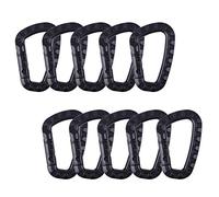 10pcs 80mm Tactical Carabiner Clip D Shape High Strength Plastic Hook Keychain for Backpack/Keychain (Black)