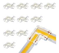 10Pcs 8mm Cob Led Strip Connectors, L-Shaped Solderless Corner Connector,Clear Connectors(NOT for 5mm & 10mm Tape Lights)
