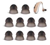 10pcs 8mm Hearing Aid Domes, Soft Silicone Hearing Aid Power Domes Double Layer Closed Hearing Aids Ear Tips Replacement(Black)