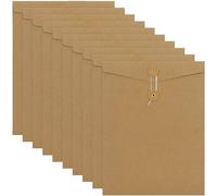 10Pcs A4 Envelope File Folders Kraft Paper Portfolio Foolscap Document Popper Wallet Pockets File Bags Storage Pouch Paperwork Organizer with String Fastener Closure for Offices School Travel