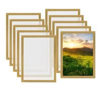 10pcs A4 Frame, A4 Poster Frame Magnetic Photo Frames with Adhesive Backing, (210 X 297mm) A4 Frame Self Adhesive Picture Frames for Paintings Photos Notices Certificate Poster-Gold