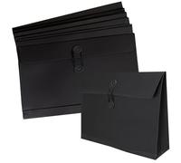 10Pcs A4 Kraft Paper Document Bags Black File Wallet Folders Pockets Paperwork Organiser with String Business Report Holder Closure Envelope Letter Storage Pouch Foolscap Bag for Office School