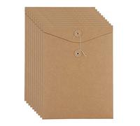 10Pcs A4 Kraft Paper Envelopes File Folders with String Closure Project Pockets Document Wallet Storage Bag for Office School Home