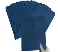 10Pcs A4 Kraft Paper File Folder Blue Filing Envelope Folder Project Document Folder with String Closure Presentation Holder Letter Organizer Bag Pouch Project Report Pocket Paperwork Organizer