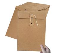10Pcs A4 Kraft Paper File Folder Browm Filing Envelope Folder Project Document Folder with String Closure Presentation Holder Letter Organizer Bag Pouch Project Report Pocket Paperwork Organizer