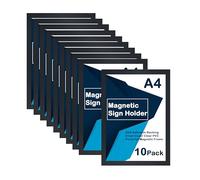 10Pcs A4 Magnetic Photo Frames,Magnetic Sign Holder,Wall Mount Self Adhesive Display Picture Frame,Plastic Clear Poster Paper Display Frame for Paintings,Notices, Certificate,Ads,Document