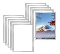 10PCS A4 Magnetic Photo Frames, Self Adhesive Magnetic Picture Frames, Magnet Poster Frame Magnet A4 Paper Display Frame for Paintings, Photos, Notices, Certificate, Poster(Silver)