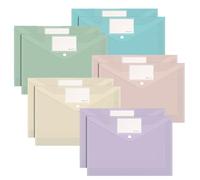 10pcs A4 Plastic Wallet Plastic File Folder Popper Wallet Document Bag Envelope File Folder with Button Card Slots Document Folder Plastics Files Envelopes Folders with Snap Closure for School Office