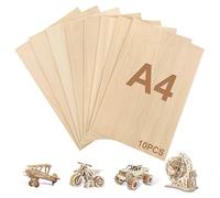 10pcs A4 Plywood Board 2 mm Lime Wood 30 x 21 cm, Wooden Panels for Crafts, Plywood Wood Panels for Model Building, Pyrography, DIY Woodwork