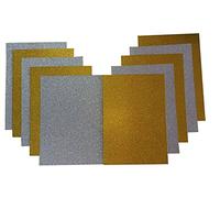 10pcs A4 Sheets Glitter Cardstock Card Making DIY Material Sparkling Craftwork Scrapbooking Gift Wrapping Box Tissue Paper Sheets for Wrapping (Silver+Gold)