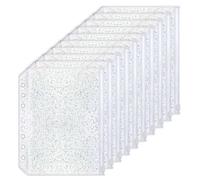 10pcs A5 Cash Stuffing Envelopes Zipper Binder Pockets Clear Glitter PVC 6 Hole Zip Loose Leaf Pouches for 6 Ring Binder Planner (A5 5.91" x 8.19")