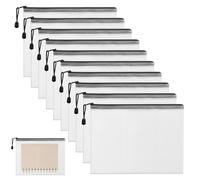 10Pcs A5 Plastic Wallets,Waterproof Plastic Wallets A5 with Zipper,File Folder Zip Lock Bags,A5 Zip Wallets for School Office Supplies Homework Storage (Black Zipper)