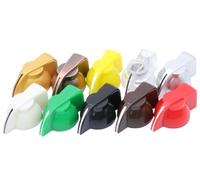 10pcs ABS Chicken Head Knobs 6.4mm Shaft for Guitar Amp Effect Pedal DIY | Vintage style pointer knobs for guitar amp, bass pedal, subwoofer cabinet. Brass insert, set screw.(Yellow)