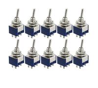 10Pcs AC 125V 6A Amps ON/ON 2 Position DPDT Toggle Switch