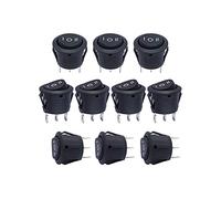 10Pcs AC 250V/6A,125V/10A，Black ON/Off/ON SPDT,3 Pin 3 Position Switch Switches