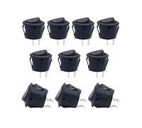 10Pcs AC 250V/6A,125V/10A，Black，ON/Off SPST 2 Pin 2 Position Mini Boat Rocker Switches Rocker Toggle Switch Switches