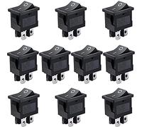 10Pcs AC 250V/6A,125V/10A，ON/Off DPST 4 Pin 2 Position Mini Boat Rocker Switches Switch Snap Switches (Color : Preto)