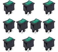10Pcs AC 250V/6A,125V/10A，ON/Off DPST 4 Pin 2 Position Mini Boat Rocker Switches Switch Snap Switches (Color : Green)