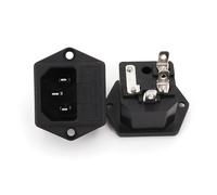 10Pcs AC250V/10A IEC320 C14 3Pin Male Panel Power Socket With Fuse Holder IDGTTLDF