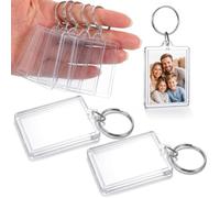 10Pcs Acrylic Clear Photo Keychain, Clear Keyrings Picture Frame Keychains | 1.96 x 1.57inch Outer Size Photo Card Holder, Keychain Insert Blank Keyring, Clear Picture Holder for DIY Personalised Photo