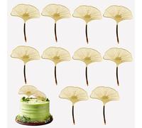 10PCS Acrylic Gold Ginkgo Leaves Cake Topper for Elegant Cake Display Gold Cake Decorations to Add a Luxurious Touch DIY Cake Decorations for Birthday Wedding Party Supplies and Baking Accessories