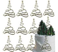 10Pcs Acrylic Mirror Merry Christmas Cake Toppers Gold Engraved Star Christmas Tree Cake Decorations for Xmas Party Dessert DIY Decor Supplies
