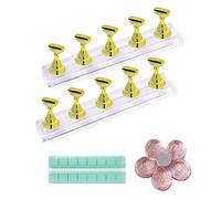 10pcs Acrylic Nail Art Display Stand with 3 Bases Nail Art Holder Base Crystal Nail Art Stand Magnetic for Nail Art Skills Practice Stand DIY Nail Art Nail Art Tools Art Salon Gold