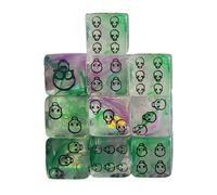 10Pcs Acrylic Six Sided Dices Set Skull Pattern Table Game Dices Round Corner Role Playing Board Game Accessories Six Sided Set Round Corner