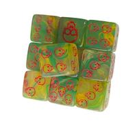 10Pcs Acrylic Skull Dices 6-Sided Round Corner for Table Games, Role Playing, Math Teaching, Party Accessories Six Sided Dices Set Round Corner